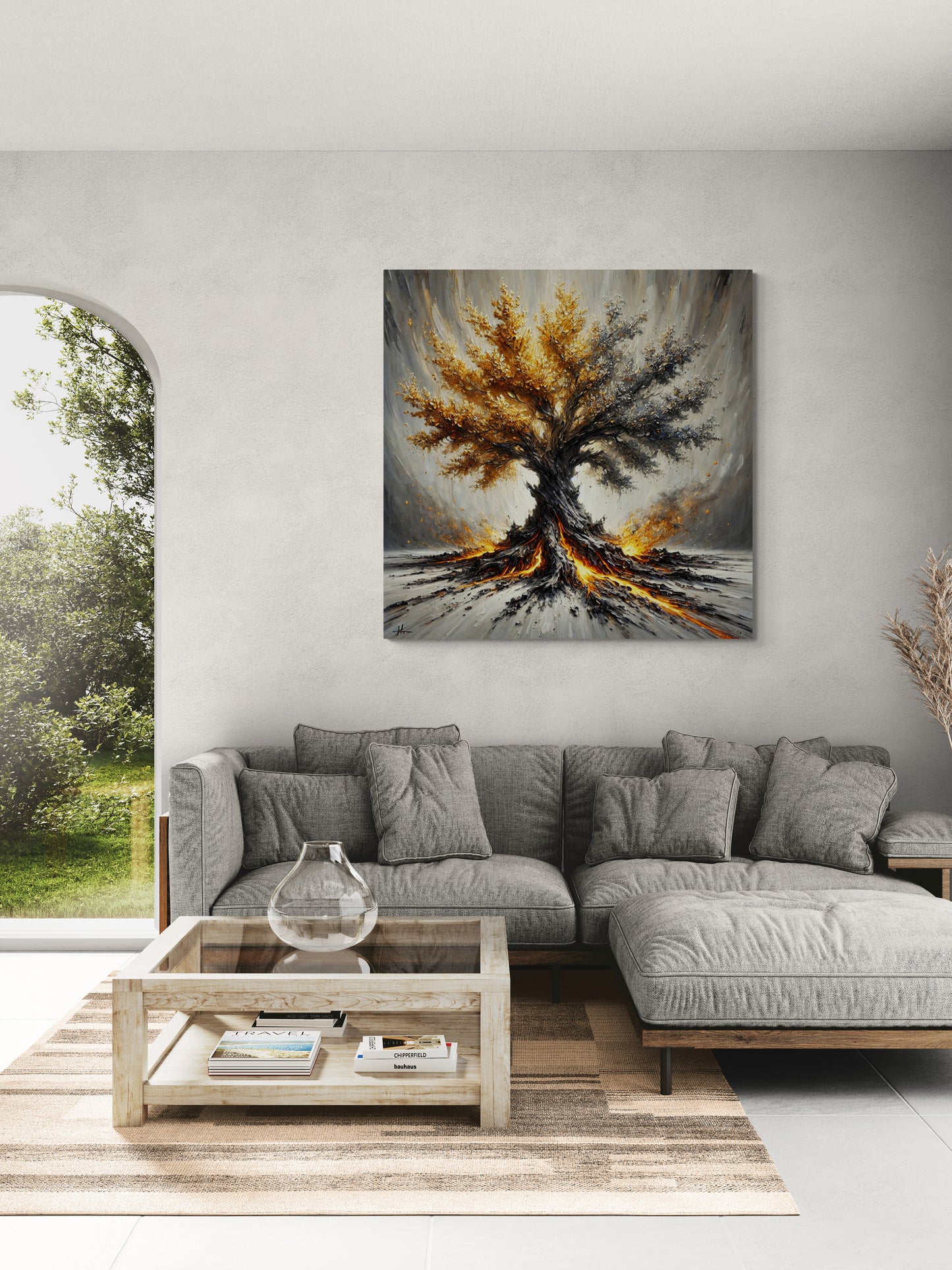 Radici di Luce – Albero Astratto su Tela