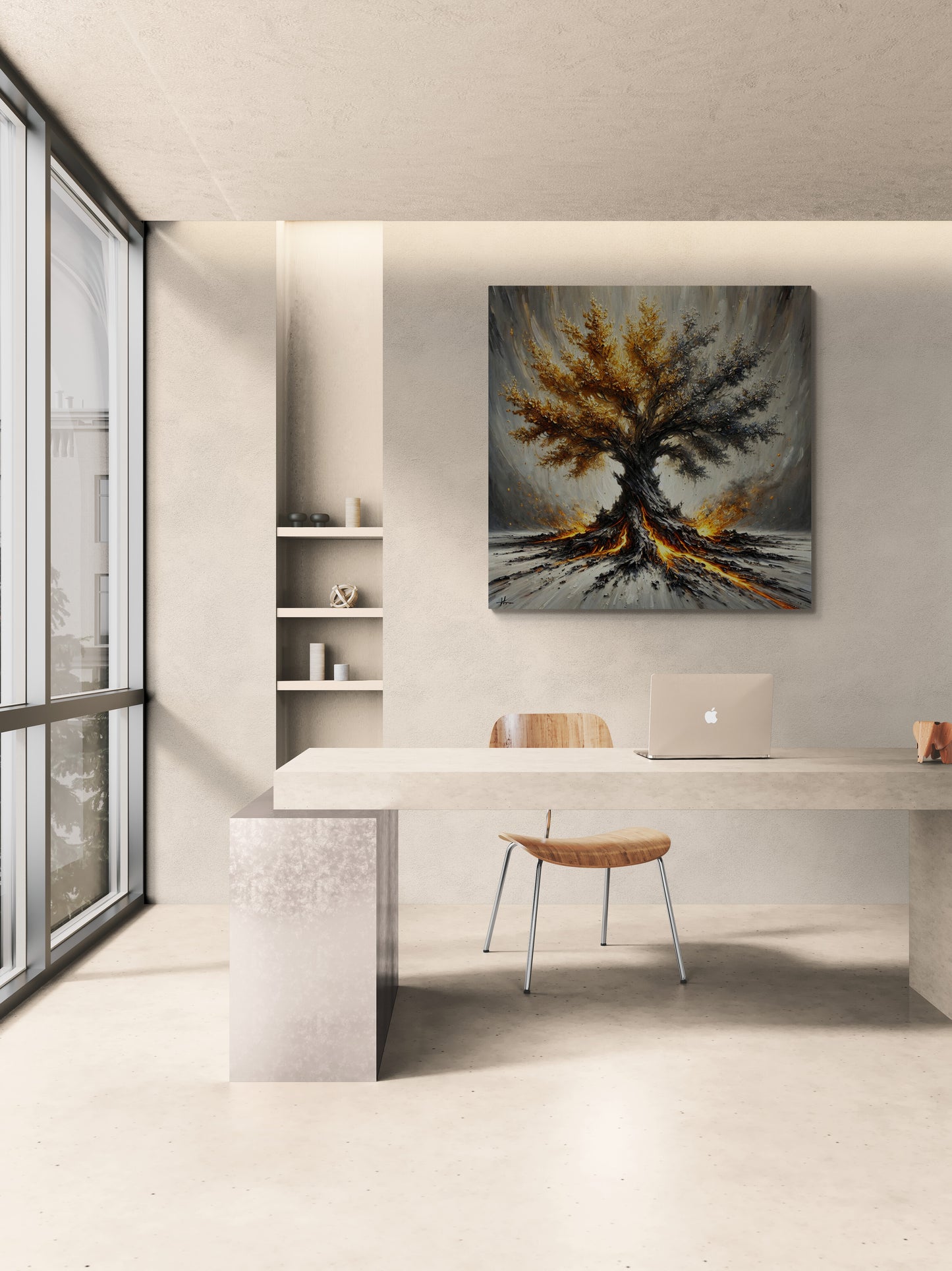 Radici di Luce – Albero Astratto su Tela
