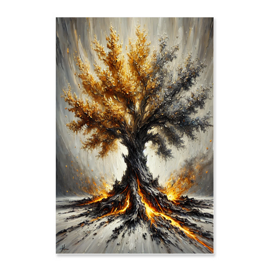 Radici di Luce – Albero Astratto su Tela